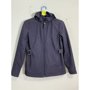 Womans Free Country Chico Navy Zip Up Hood Lined Jacket Small Waterproof